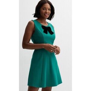 NWT Draper James Sleeveless Knot-Waist Midi Dress Black & Green Size XL Pockets